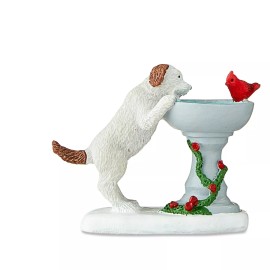 Holiday Time Birdbath Figurine Puppy with Birdbath with Cardinal 2024 New