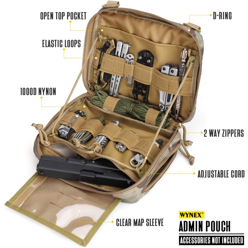 WYNEX Tactical Molle Admin Pouch of Laser Cut Design, Utility