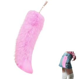 manatom Tail Keychain Gal Tail Fluffy Tail Gal Bag Charm, pale pink