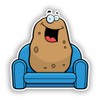 2 x 10cm/100mm Couch Potato Vinyl Stickers Travel Luggage #10688