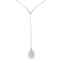 Cate & Chloe Ava Crystal Teardrop Sterling Silver Necklace, Y Necklace, CZ Crystal Pendant, Chain Necklace, Clasp Necklace, Drop Necklace, Best Necklace for Women
