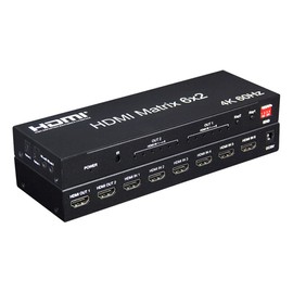 XYKJOBC 4K 60Hz 6x2 HDMI Matrix 6 in 2 Out HDMI Splitter Switch 4x2 HDMI Matrix Audio Video Converter with EDID for PC TV Dual Monitor (6x2 HDMI Matrix)