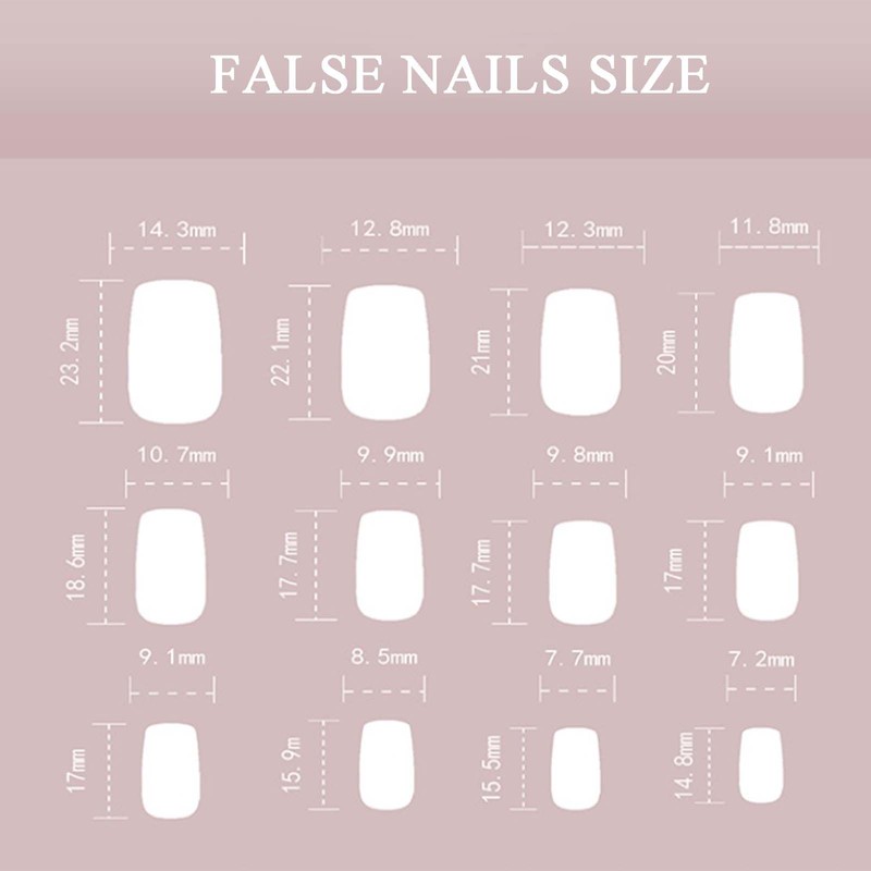 Red False Nails - 32PCS Short False Nails - Square
