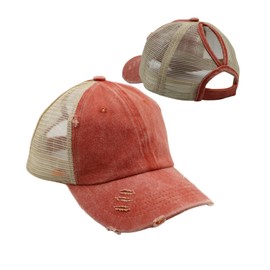 ProMindFun - Gorro de caballo para mujer, gorra de béisbol con cola de caballo para niñas, gorras de moño desordenado, camuflaje, camionero, mal pelo, sombrero ajustable para papá, Criss-04-naranja