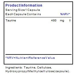 Metabolics Taurine 480mg C 60 Vegan Capsules | Supports Energy, Cardiovascular & Nervous System Health | High Absorption Amino Acid Supplement | UK Made | Metabolics