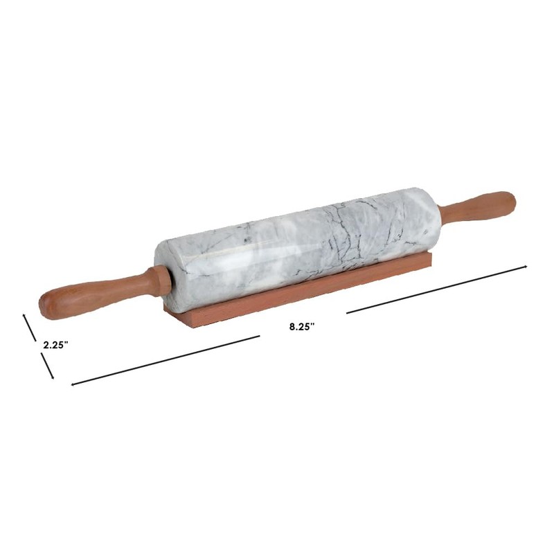 Home Basics White Marble Stone Rolling Pin with Easy Grip