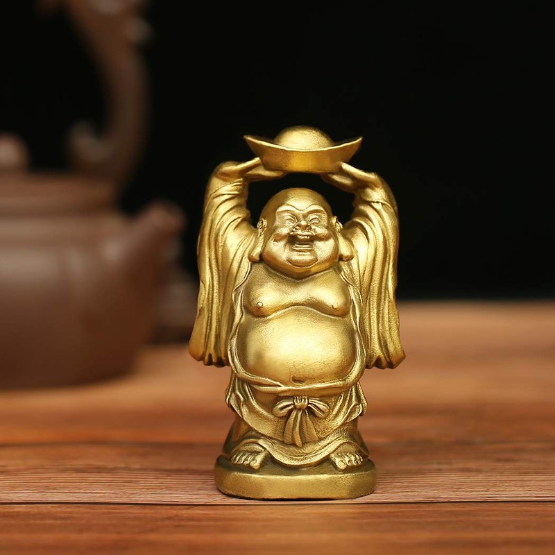 Pop Top Brass Statue Feng Shui Ornament Laughing Buddha Holding