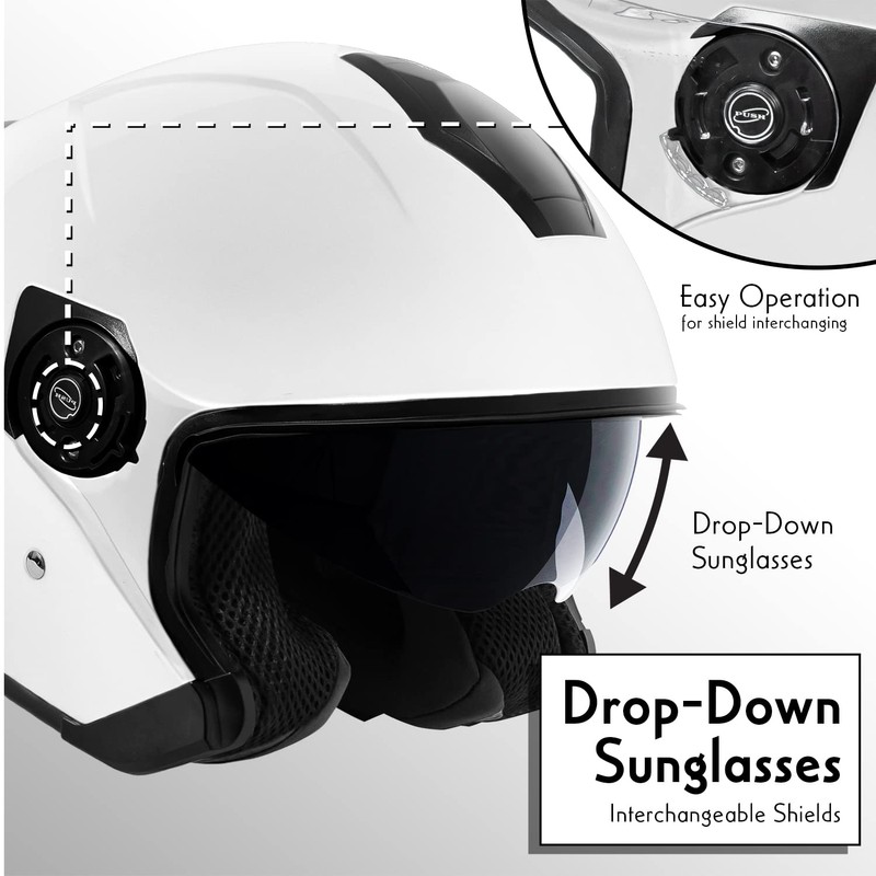 VCAN V88 3/4 Open Face Motorcycle Scooter Helmet ECE &