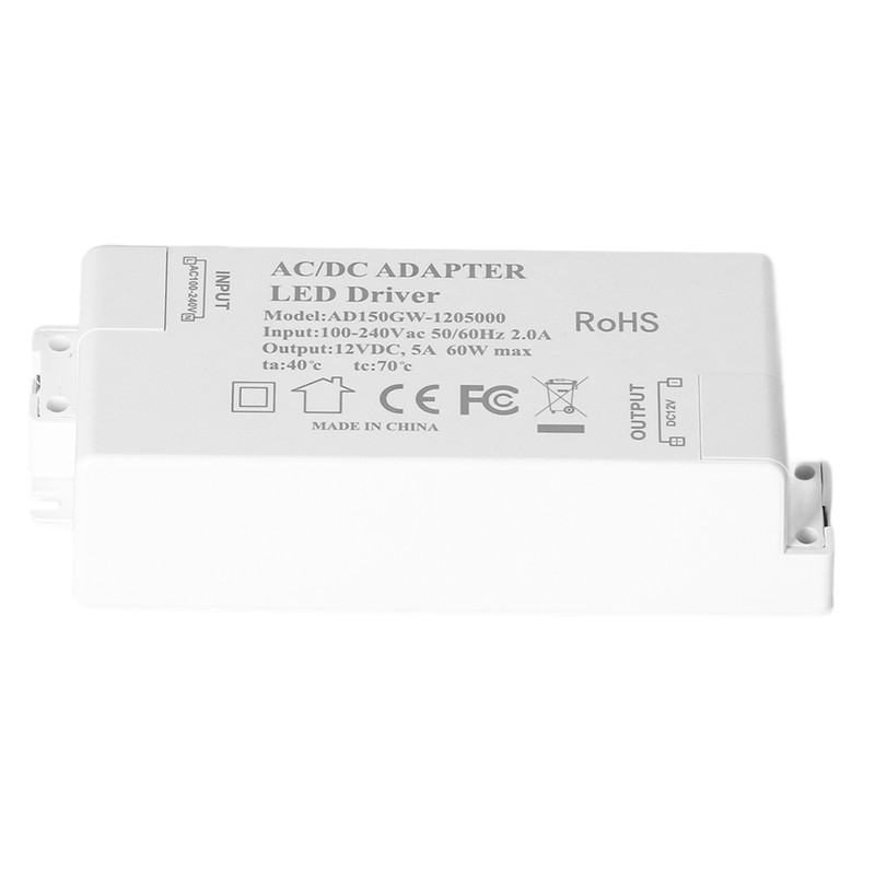 60W LED Driver Transformer Input AC100‑240V Output DC12V 5A DIY