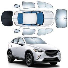8 PCS Sun Shades for Mazda CX5 Windshield Sunshade, 2-Layer Full Window Shades for CX-5 2017-2026 Front Rear Side Window Covers Retractable Sun Visor Blocker Privacy Car Accessories Keep Car Cool