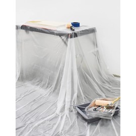 ROLLINGDOG 6 Pack Painter Plastic Drop Cloths - Plastic Dust Sheets for Decorating Clear Plastic Painting Sheet Covers Set 12 x 9ft (3.66 x 2.74m)