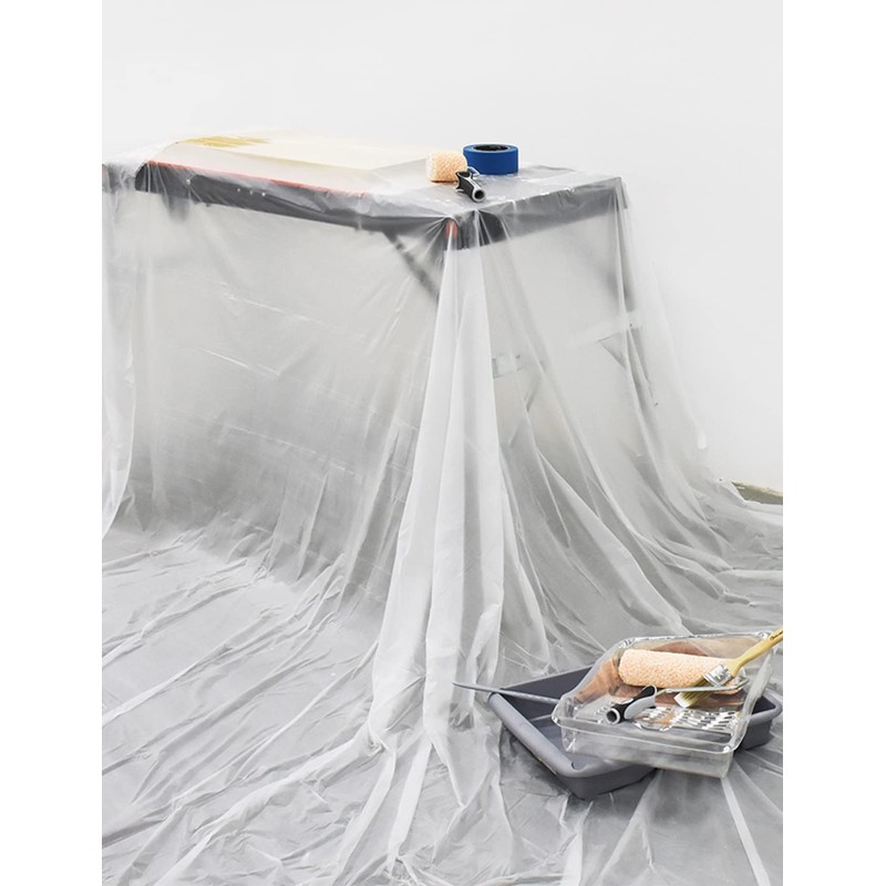 ROLLINGDOG 6 Pack Painter Plastic Drop Cloths - Plastic Dust