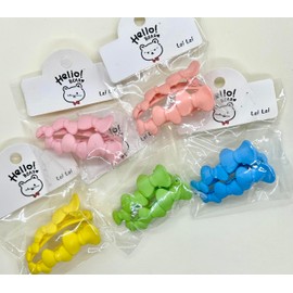 Matte Colour Bow Hair Clips, Set of 5 Colours