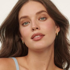 LOLIAS 14K Gold Hoops Earrings for Women 925 Sterling Silver Hypoallergenic U Shaped Chunky Gold Earrings with AAA+ CZ Huggie Hoop Earrings Small Gold Earrings for Women