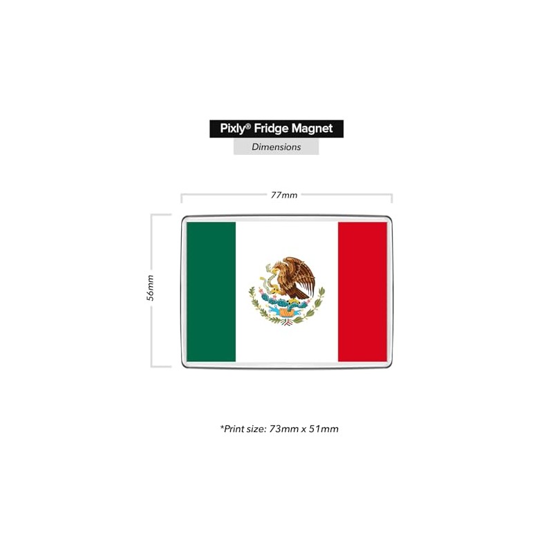 Pixly® Mexico Flag Fridge Magnet Large Jumbo Size Mexican Keepsake