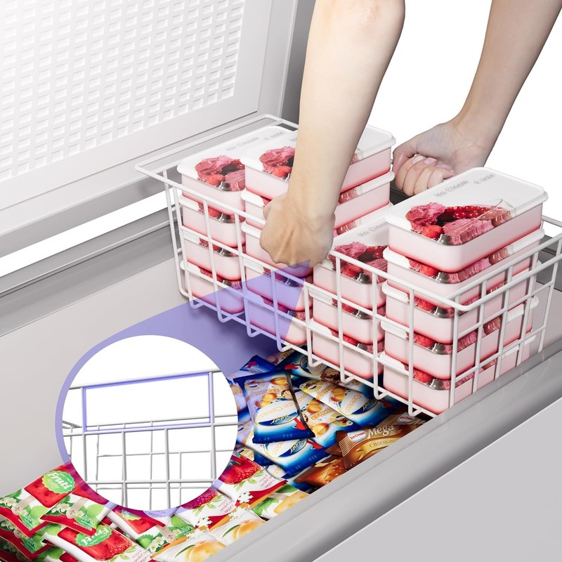 Slideep Chest Freezer Organizer Bins 16.5 Inch, Deep Upright Freezer