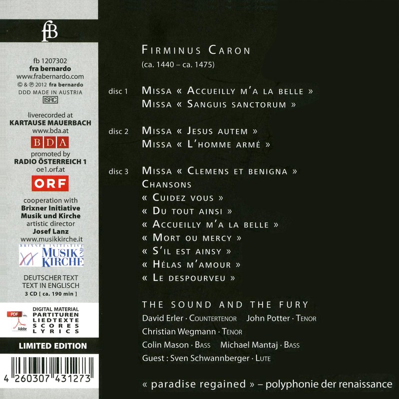 Firminus Caron: Masses & Chansons