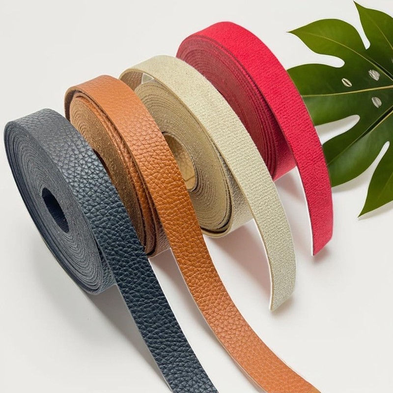 1 Roll Leather Strap Strip,2CM*4.5M Black Lychee Pattern Leather Strap,Side