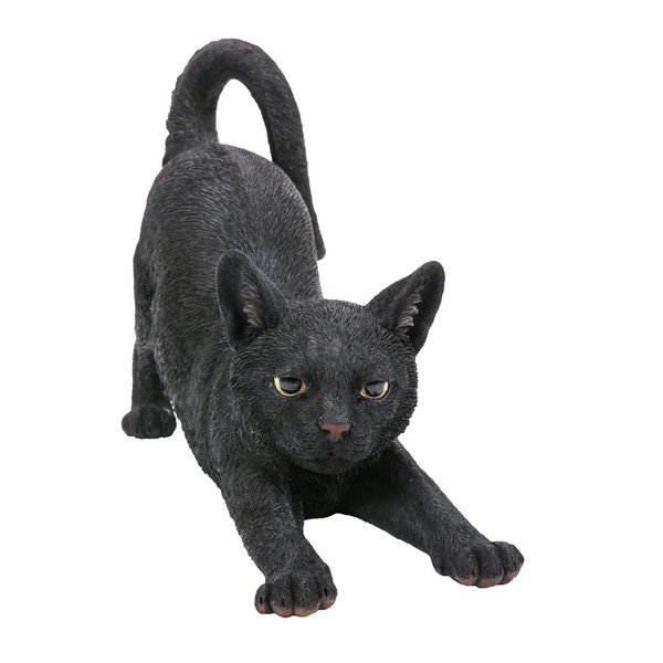 Hi-Line Gift Cat Stretching-Black, 2.64 lbs., 14.76inchL x 5.31inch W