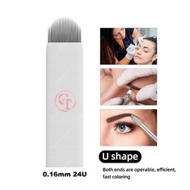 30pcs White Disposable Microblading Blades Nano 0.16mm U24 Tebori Blades Tattoo Needles Permanent Makeup Manual Needles (30pcs)