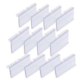 Qincling Pack of 60 Clear Plastic Label Holder, Double Hook Wire Shelf Retail Price Tag Label Holder Merchandise Sign Display Holder (4 * 8cm/1.57 * 3.15in)