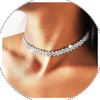 JONKY Silver Diamond Choker Necklace Sparkly Rhinestone Jewelry for Women