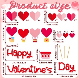 75PCS Valentine's Day Bulletin Board Classroom Decoration 3D Heart Hot Air Balloons Cutouts Happy Valentine's Day Love Heart Paper-cuts for Valentine Party Nursery Elementary Classroom Decor