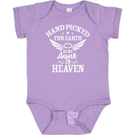 inktastic Handpicked for Earth By My Aunt in Heaven with Angel Wings Baby Bodysuit 6 Months Lavender 3726a