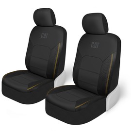 CAT PU Leather Seat Covers for Cars – (2) Front Seat Covers with (4) All-Weather Heavy-Duty Floor Mats for Trucks, Cars, & SUVs Combo Set – Car Interior Protection Liners for Car Seats and Floors