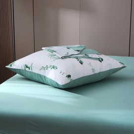 MILDLY Simon Cushion Cover 40 x 80 cm Cotton Satin, Plant Pattern Cushion Covers 2-Piece with Zip, Oeko-Tex Certified, Soft and Comfortable