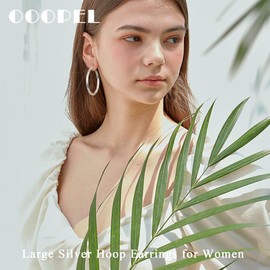 OOOPEL Silver Hoops Earrings For Women S925 Sterling Silver Post Hypoallergenic Big Hoops Large Silver Hoop Earrings For Women