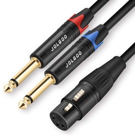 JOLGOO XLR Female to Dual 1/4" TS Mono Y Splitter Microphone Cable, XLR Female to Dual 6.35mm TS Y Adapter Cord, 10 Feet/3 M