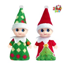 2pcs Christmas Elf Baby Mini Dolls,Christmas Baby Elves Twins Cute Little Elfs,Naughty Tiny Baby Elf Doll Novelty Toys Christmas Tradition Small Dolls for Girls Boys Kids Gift Xmas Stocking Stuffers