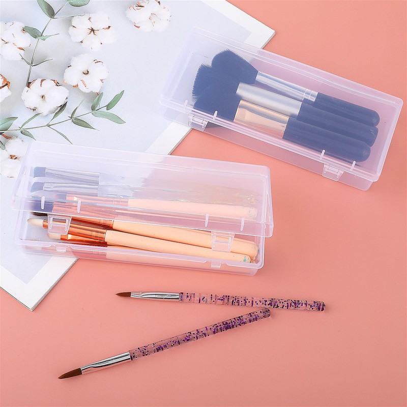 Pack of 3 Small Storage Boxes Plastic Transparent with Lid