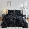Wajade Faux Fur Plush Black Comforter Set Fluffy Fuzzy Shaggy