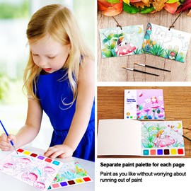 JUNQIU Watercolor Coloring Books for Kids Ages 4-8, Pocket Watercolor Painting Book for Toddlers, Arts and Crafts for Girls Boys, Water Colors Paint Kids