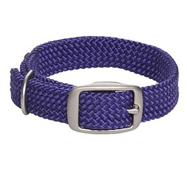 Mendota Pet Double Braid Collar - Satin Nickel - Dog Collar - Made in The USA - Purple, 1 in x 21 in Standard