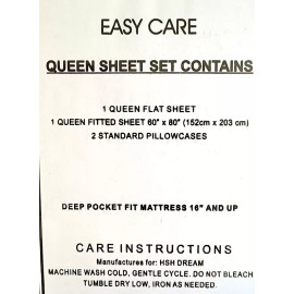 MILANO Bed Sheet (Queen) Egyptian Quality, 100% Cotton With Pipping Finishing