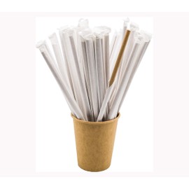 Don Palillo - 250 Paper Straws Individually Wrapped Kraft Paper Biodegradable 200x6mm