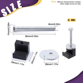 Swpeet 4 Sets Universal Truck Tool Box Mounting Kit, Aluminum Alloy J Hooks with Screws and Washers, Tie Downs for Crossover Tool Box