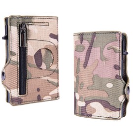 navor Camouflage Bi-Fold Pop-up Wallet with AirTag Holder, RFID Blocking, Holds up to 8 Cards Capacity, 1 Zipper Coin Pocket, 1 Cash Slot for Men & Women -Camouflage Green