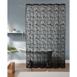 Warm Home Designs Black Lace Shower Curtain. Gothic Shower Curtain with Rustic Leaf Pattern. 72 x 72 Inch Modern Farmhouse Shower Curtain Creates Beautiful and Elegant Shower Decor. GR Black 72"