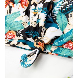 Traje de baño retro de los años 50 con estampado de lunares, moldeado, almohadillas para orejas suaves, clásico, para mujer, negro (Flower Black), X-Large