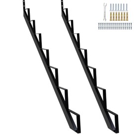 Zwinz Heavy Duty Steel Stair Riser 7 Step, Metal Stair Stringer for Deck Height 58 inches, Stair Step Riser for Porch Step Outside Stairs（2Pack