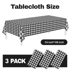 3 Pack Christmas Disposable Tablecloths,Plastic Tablecloths for Rectangle Tables 54"x108" Christmas Decorations,Black Table Cloths for Indoor,Outdoor Parties,Birthdays,Weddings,Buffet Table Decoration