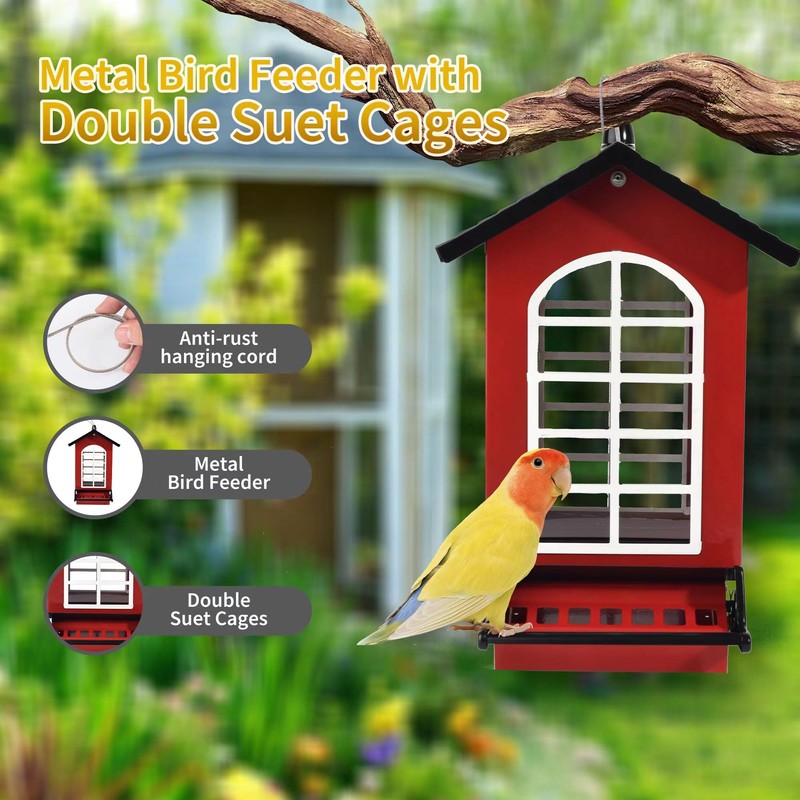 Bird Feeder Squirrel Proof Metal Hanging for Outdoor Wild Bird