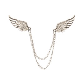 Brooch Lapel Pin for Men Silver Crystal Wing Brooch with Hanging Chain Lapel Pin Badge Coat Suit Wedding Gift Party Shirt Collar Accessories