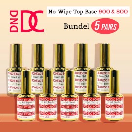 DND DC No Wipe Top Coat 900 & Base 800 (0.5 oz) Bundle 5 pairs