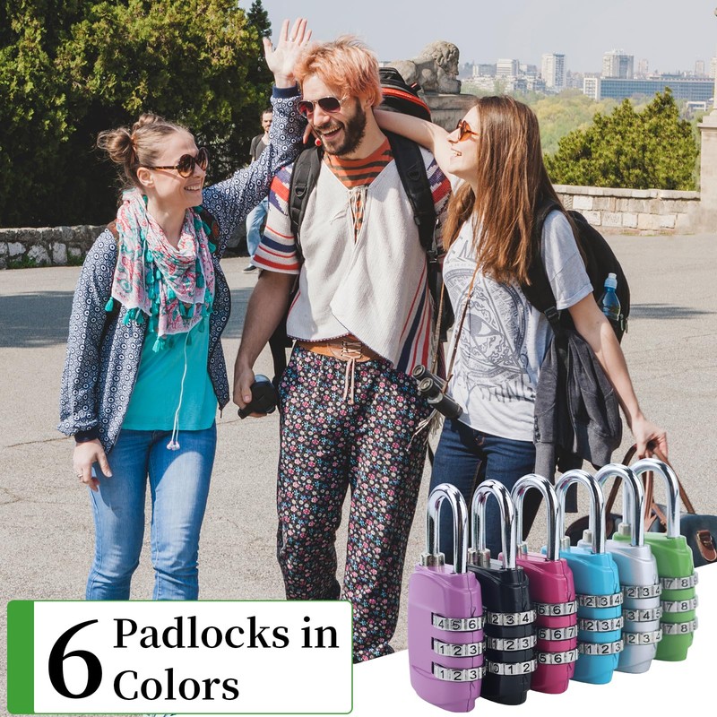 Lock with Combination Code, 6 Packs 3 Digit Anti-Rust Weatherproof