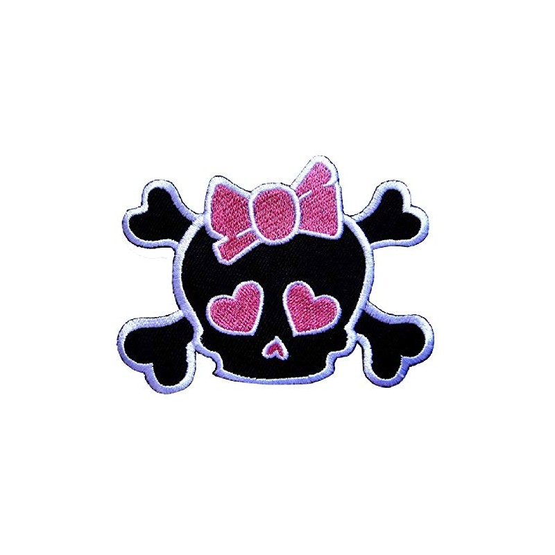Graphic Dust Pink Crossbones Skull Embroidered Iron on Patch Jacket